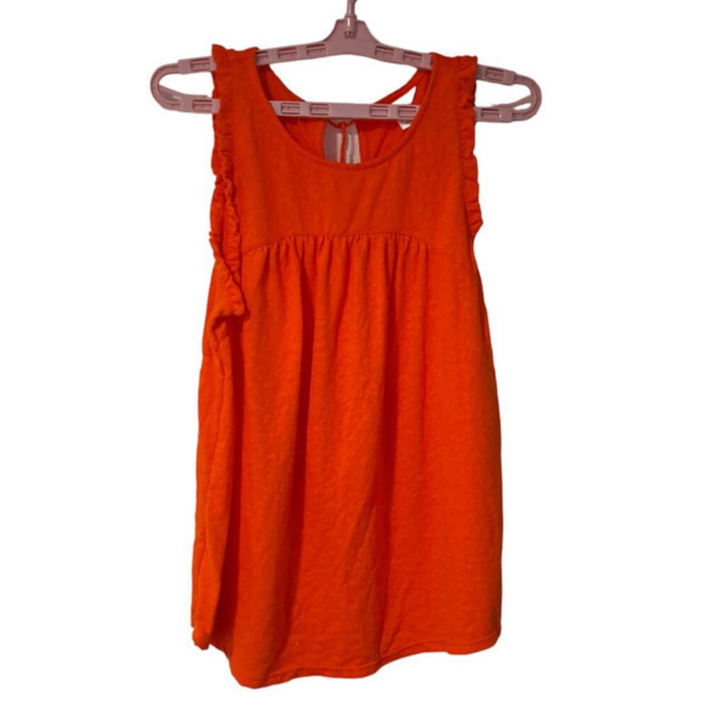 Time and Tru Womens Ruffle Relaxed Fit Tank Top Orange Size Medium 8-10